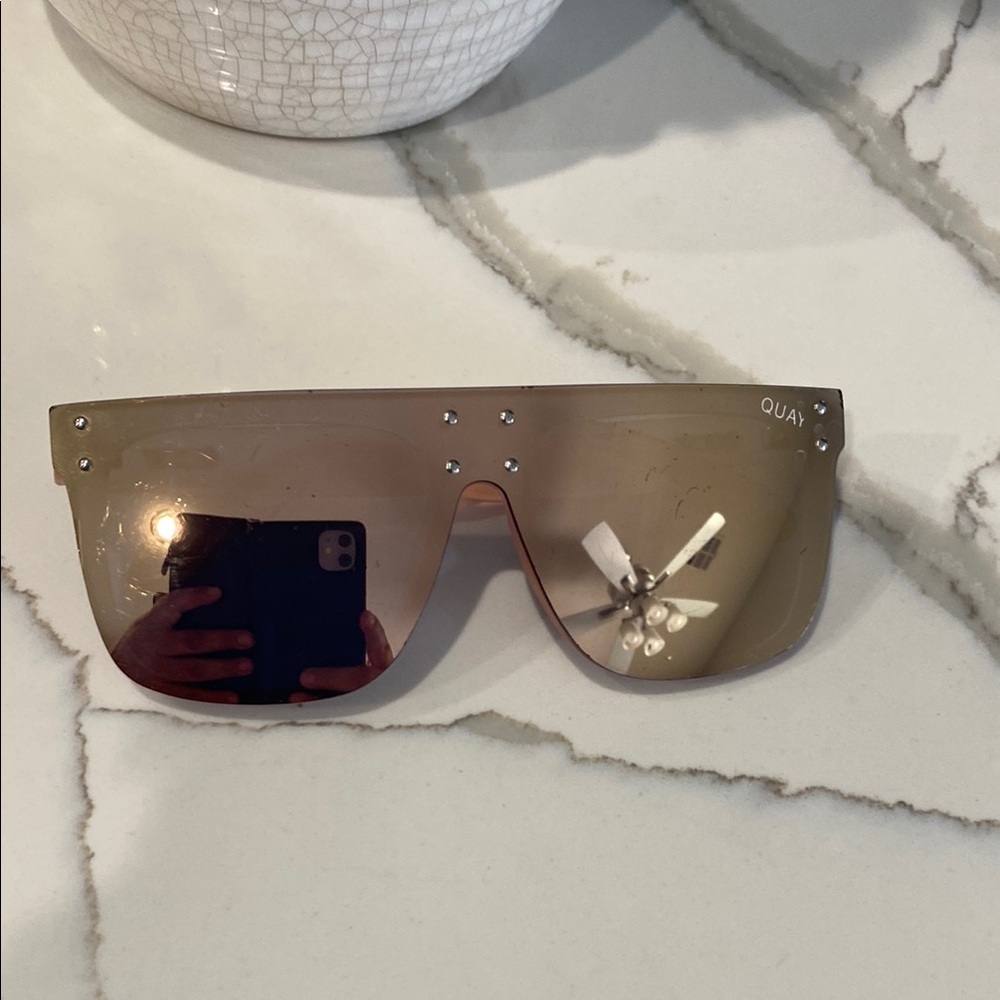 Quay Australia Mirror Gold Shield Sunglasses